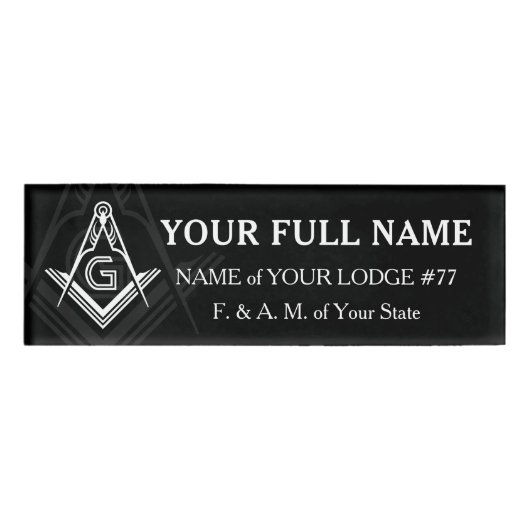 Persoonlijke Masonic Name Badges | Zwart-wit (Voorkant)