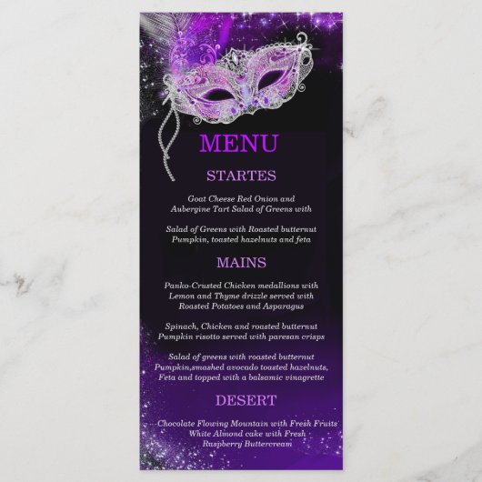 Persoonlijke Masquerade Ball Menu Sjabloon (Voorkant)