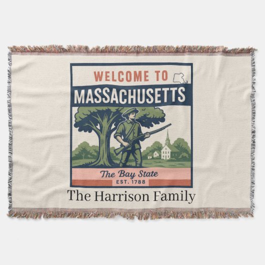 Persoonlijke Massachusetts Worpdeken Deken (Voorkant)