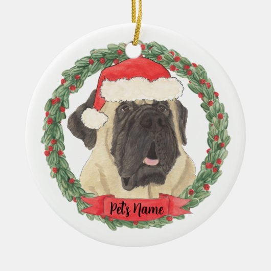 Persoonlijke Mastiff Kerst Keramisch Ornament (Voorkant)