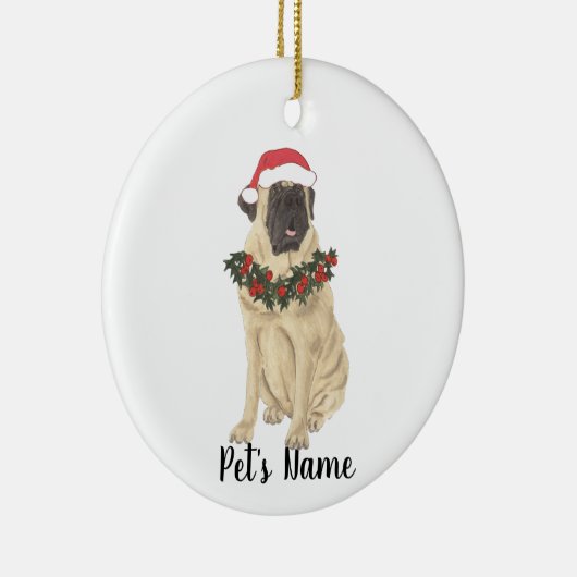 Persoonlijke Mastiff Kerst Keramisch Ornament (Rechts)