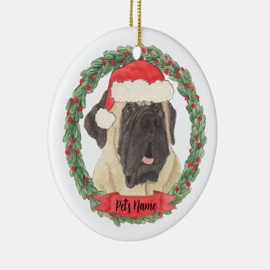 Persoonlijke Mastiff Kerstmis Keramisch Ornament (Rechts)
