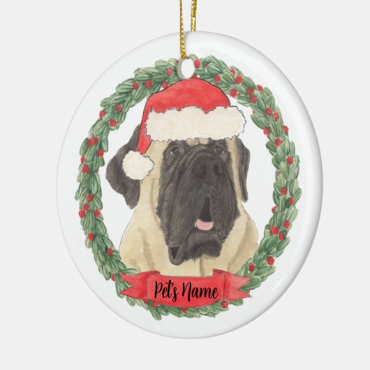 Persoonlijke Mastiff Kerstmis Keramisch Ornament (Links)