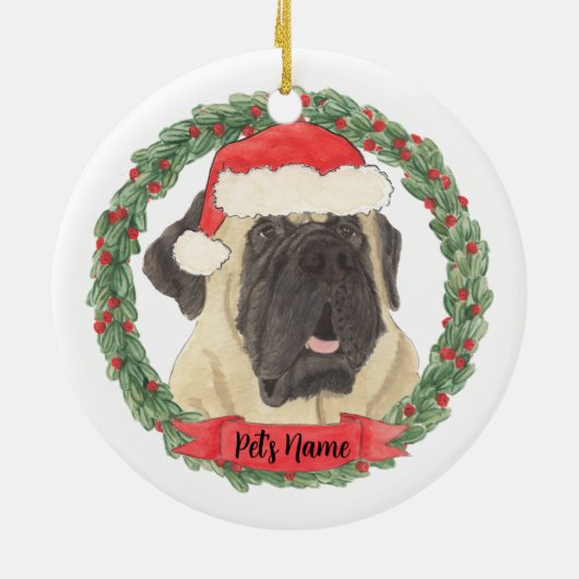 Persoonlijke Mastiff Kerstmis Keramisch Ornament (Achterkant)