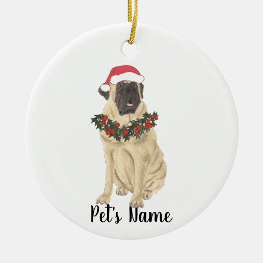 Persoonlijke Mastiff Kerstmis Keramisch Ornament (Voorkant)
