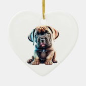 Persoonlijke Mastiff Puppy Keramisch Ornament (Voorkant)