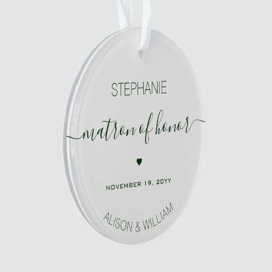 Persoonlijke Matrone van Eer Donkergroene Tekst Ornament (voorkant)