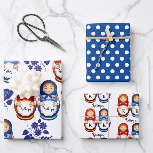 Persoonlijke Matryoshka Dolls Inpakpapier Vel (Voorkant)