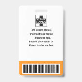 Persoonlijke Medewerker, Foto, Barcode & Logo Badge (Achterkant)