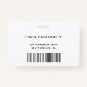 Persoonlijke medewerker Foto ID Company Security B Badge (Achterkant)