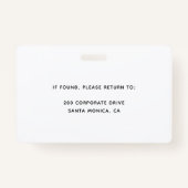 Persoonlijke medewerker Foto ID Company Security B Badge (Achterkant)