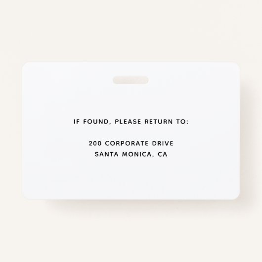 Persoonlijke medewerker Foto ID Company Security B Badge (Achterkant)