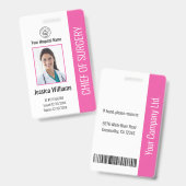 Persoonlijke medewerker Foto ID roze Badge (Front & Back)