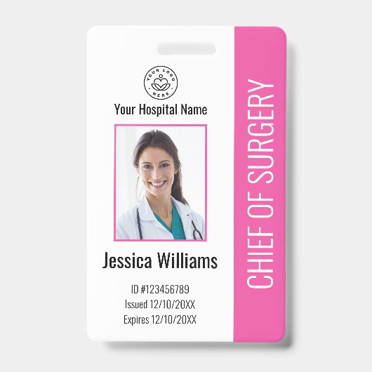 Persoonlijke medewerker Foto ID roze Badge (Front)