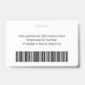 Persoonlijke Medewerker | Foto Logo Barcode Naam Badge (Achterkant)