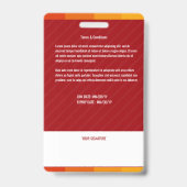 Persoonlijke medewerker Foto Yellow Red ID Badge (Achterkant)