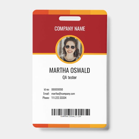 Persoonlijke medewerker Foto Yellow Red ID Badge (Voorzijde)