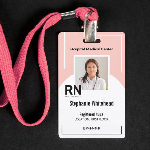 Persoonlijke medische personeelsfoto-ID roze Badge