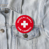 Persoonlijke medische waarschuwing Diabetisch rood Ronde Button 7,6 Cm (In situ)