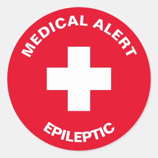 Persoonlijke medische waarschuwing Epileptic Red C Ronde Sticker (Voorkant)