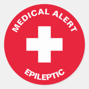 Persoonlijke medische waarschuwing Epileptic Red C Ronde Sticker