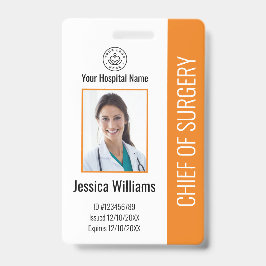 Persoonlijke medische werknemersfoto ID oranje Badge