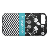 Persoonlijke Meisje Mod Daisies & Chevron Met Naam Case-Mate iPhone Case (Achterkant (Horizontaal))