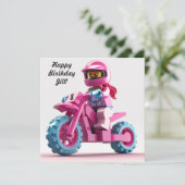 Persoonlijke Meisje Motocross Uitnodiging (Staand voorkant)