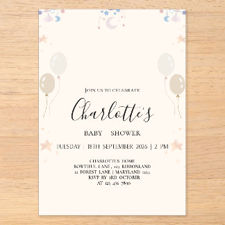Persoonlijke meisjes baby shower acryl uitnodiging