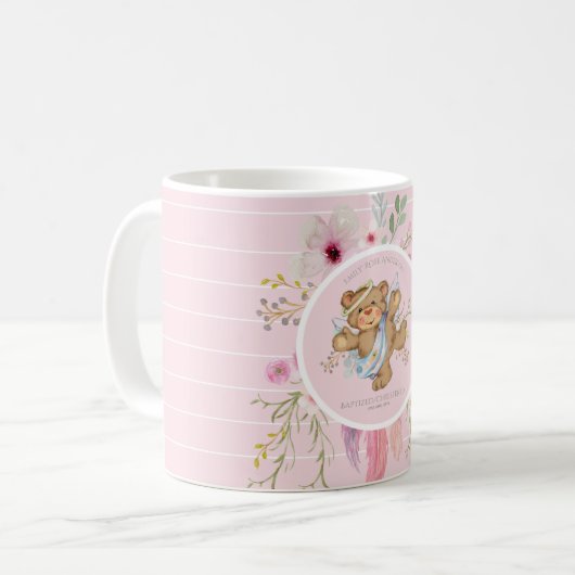 Persoonlijke Meisjes DOOP - Roze Engel Teddybeer Koffiemok
