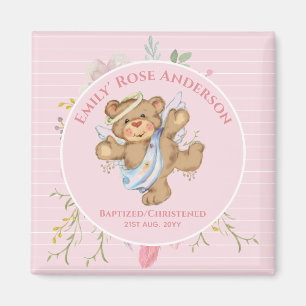 Persoonlijke Meisjes DOOP - Roze Engel Teddybeer Magneet