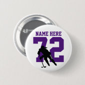 Persoonlijke meisjes Hockey Name Number Paars Ronde Button 5,7 Cm (Voorkant /achterkant)