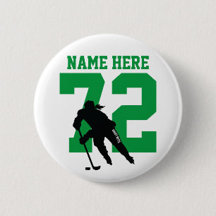 Persoonlijke meisjes hockey speler naam nummer gro ronde button 5,7 cm