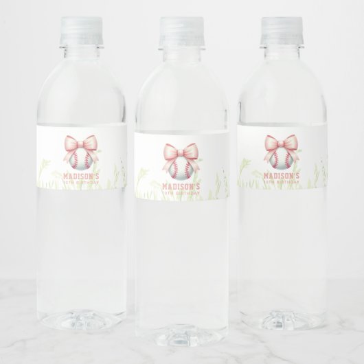 Persoonlijke meisjes honkbal verjaardag waterfles etiket (Flessen)