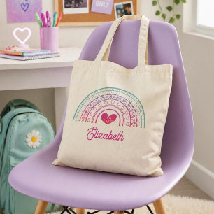 Persoonlijke Meisjes Lieve Whimsical Boho Regenboo Tote Bag