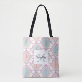 Persoonlijke Meisjes Pastel Zoete Strik Naam Blauw Tote Bag (Voorkant)