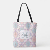 Persoonlijke Meisjes Pastel Zoete Strik Naam Blauw Tote Bag (Achterkant)
