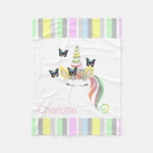 Persoonlijke meisjes Unicorn met pastbanden Fleece Deken (Voorkant)