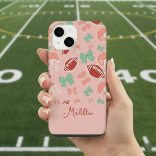 Persoonlijke Meisjesachtige Voetbal Boog Patroon H iPhone 14 Hoesje