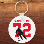 Persoonlijke meisjeshockey Player Naam Rood Sleutelhanger (Voorkant)
