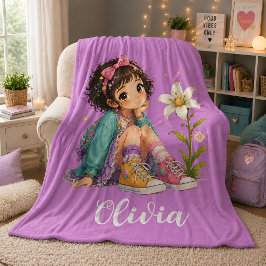 Persoonlijke meisjesnaam kussen Cute Kids Cadeau Fleece Deken