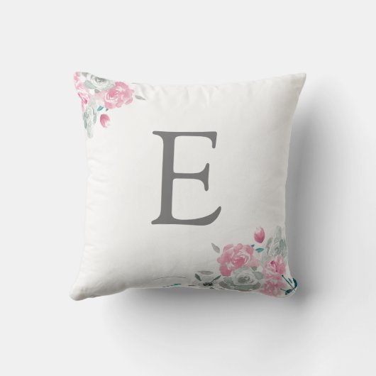 Persoonlijke meisjesnaam monogram Waterverf floraa Kussen (Achterkant)