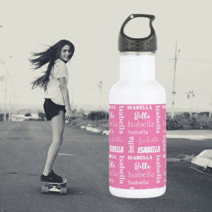 Persoonlijke Meisjesnaam Roze Barbiecore Waterfles
