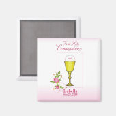 Persoonlijke meisjesnaam Roze Eerste Heilige Commu Magneet (Voorkant / Achterkant)