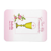 Persoonlijke meisjesnaam Roze Eerste Heilige Commu Magneet (Horizontaal)