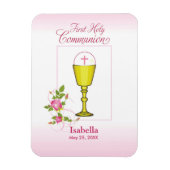 Persoonlijke meisjesnaam Roze Eerste Heilige Commu Magneet (Verticaal)