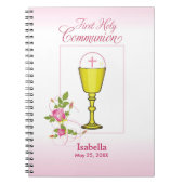 Persoonlijke meisjesnaam Roze Eerste Heilige Commu Notitieboek (Voorkant)