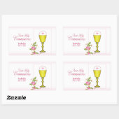 Persoonlijke meisjesnaam Roze Eerste Heilige Commu Rechthoekige Sticker (Vel)
