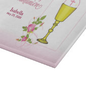 Persoonlijke meisjesnaam Roze Eerste Heilige Commu Snijplank (Hoek)