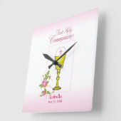 Persoonlijke meisjesnaam Roze Eerste Heilige Commu Vierkante Klok (Hoek)
